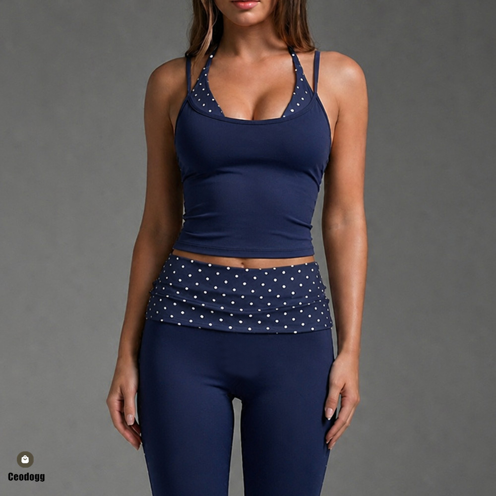 Running Belt - Polka Dot Damen-Top mit Trägern, Neckholder,